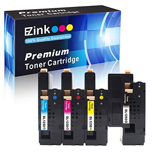 E-Z Ink ( TM) 호환가능한 토너,잉크토너 카트리지 교체용 Dell 1250 810WH C5GC3 XMX5D WM2JC to 사용 1250c C1760nw C1765nfw 1350cnw 1355cn 1355cnw 프린터 (1 블랙, 1 Cyan, 1 Magenta, 1 Yellow)4 팩