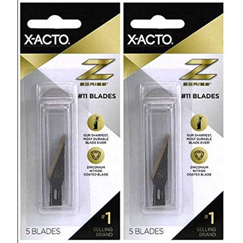 2-Pack - X-ACTO Z 시리즈 Light-Weight 교체용 블레이드, No 11, 4-7/ 8 in L, 스테인레스 스틸 블레이드, 골드 Hue, 5 날,칼날 per 팩