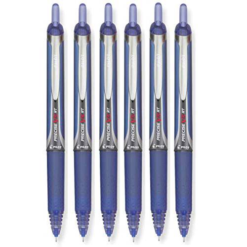 6 펜: Pilot 정확한 V5 개폐식 블루 펜, 싱글 펜 (26063) by Pilot
