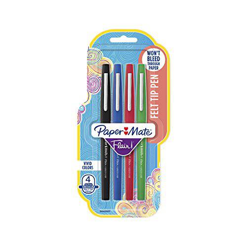 PaperMate Flair 펠트 팁 Pens 미디엄 Point 0.7mm 비지니스 컬러 4 개 - 8404452PP