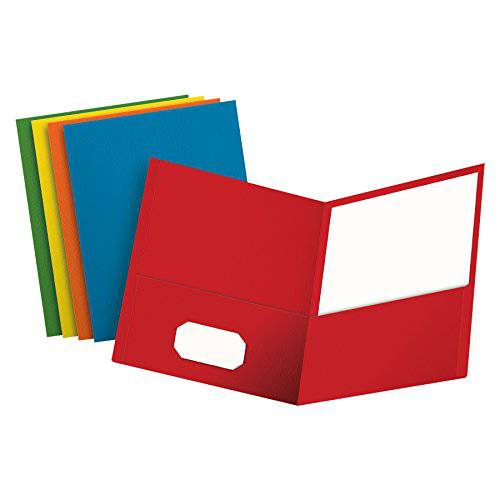 Oxford Two-Pocket 폴더,홀더,화일홀더, Textured 용지,종이, 레터 사이즈, 다양한 컬러: 레드, 라이트 블루, 오렌지, Yellow, 그린, 박스 of 50, Holds 100 시트 (67613)