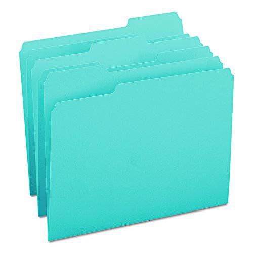Smead  화일, 파일 폴더, 1/ 3-Cut 탭, 레터 사이즈, 청록색, 100 per 박스 (13143)