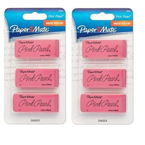 Paper Mate  핑크 펄 프리미엄 지우개, 3 팩, 라지 (70501), 2 팩