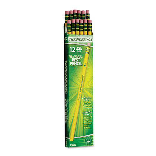 Dixon Ticonderoga Wood-Cased 연필, 2 HB, Yellow, 박스 of 12 (3-Pack) (13882)