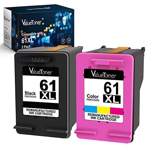 Valuetoner 재생, 재생토너 잉크 카트리지 교체용 HP 61XL 61 XL to Use Envy 4500 Deskjet 1000 1056 1510 1512 1010 1055 Officejet 4630 프린터 1 Black 1 Tri-Color 2-Pack for with