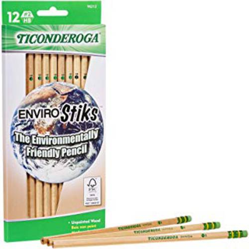 TICONDEROGA Envirostik 내츄럴 우드 연필, Wood-Cased 2 HB 소프트, 내츄럴, 12-Pack (96212), 우드그레인