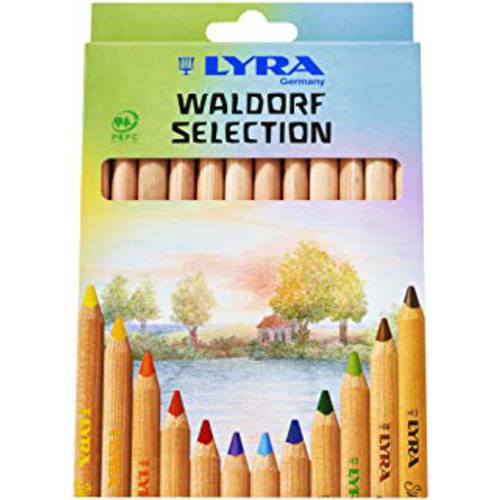 LYRA Waldorf Selection 거대한 삼각형 색연필, Unlacquered, 6.25 Millimeter 코어, 다양한 컬러, 12-Pack (3711121)