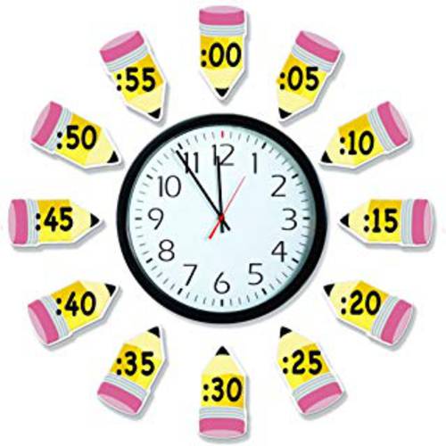 Eureka ’Telling 시간’ 게시판 아날로그 시계 Practice, 4pc, 17’’ W x 24’’ L, 모델 넘버: 847423-AWZM