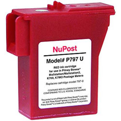 NuPost  브랜드 교체용 우편요금 미터 카트리지 Pitney Bowes 797-0, 797-Q, 797-M | 레드