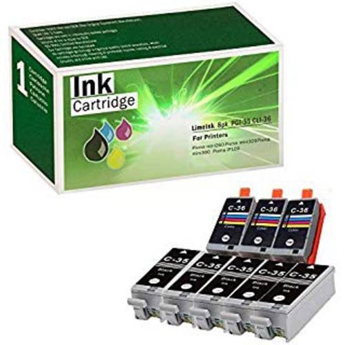 Limeink 8 팩 호환가능한 PGI-35& CLI-36 잉크 카트리지 (5 블랙, 3 컬러) 컬러 세트 사용 PIXMA iP100 PIXMA iP110 시리즈 프린터 1509b002 1511B002