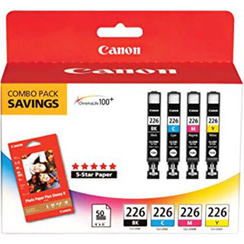 Canon CLI226 컬러 팩  사진용지, 인화지, 사진인화지 50 시트 호환가능한 to iP4820, MG5220, MG5120, MG6120, MG8120, MX882, iX6520, iP4920, MG5320, MG6220, MG8220, MX892