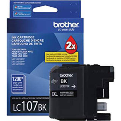 Brother  프린터 LC107BK 슈퍼 고수율, 고성능, 높은 출력량 카트리지 잉크, 블랙