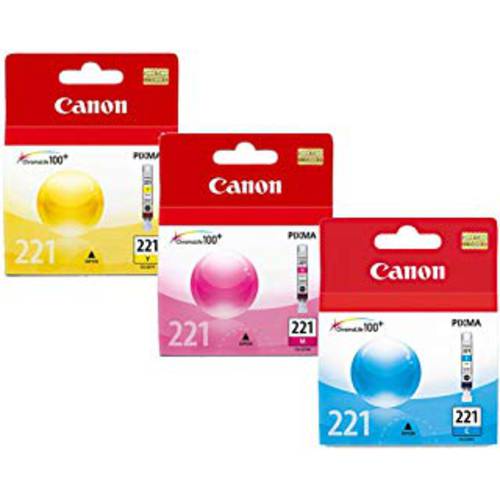 Canon CLI-221 스탠다드 출력,수율 잉크카트리지, 프린트잉크 세트 컬러 Only, Cyan, Magenta, Yellow