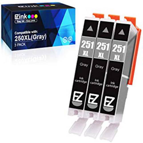 E-Z Ink ( TM) 호환가능한 잉크카트리지, 프린트잉크 교체용 캐논 CLI-251XL CLI 251 XL to 사용 PIXMA MG6320 Pixma MG7120 Pixma MG7520 Pixma IP8720 (그레이) 3 팩