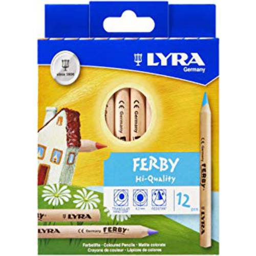 LYRA Ferby 거대한 삼각형 색연필, Unlacquered, 6.25 Millimeter 코어, 다양한 컬러, 12 Count (3611120)