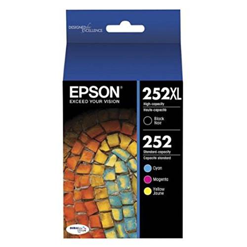 Epson, T252XL-BCS, 252XL 하이 용량 블랙, 252 STD. 용량 Cyan, Magenta, Yellow 4 잉크카트리지, 프린트잉크 콤보 팩 정품 OEM