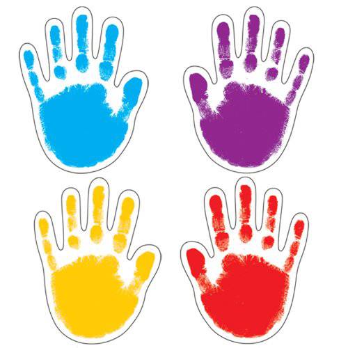 Carson Dellosa  Handprints Colorful Cut-Outs, 교실 장식,데코, 42 피스