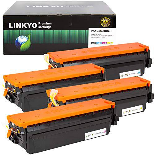 LINKYO  호환가능한 토너,잉크토너 카트리지 교체용 캐논 046 하이 용량 046H (블랙, Cyan, Magenta, Yellow, 4-Pack)