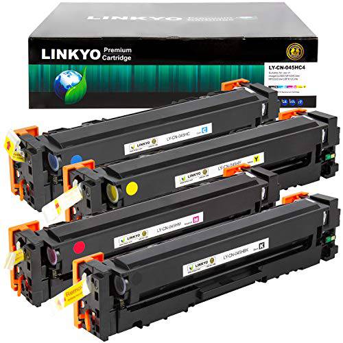 LINKYO  호환가능한 토너,잉크토너 카트리지 교체용 캐논 045 하이 용량 045H (블랙, Cyan, Magenta, Yellow, 4-Pack)