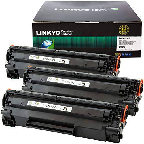 LINKYO  호환가능한 토너,잉크토너 카트리지 교체용 캐논 128 (블랙, 3-Pack)