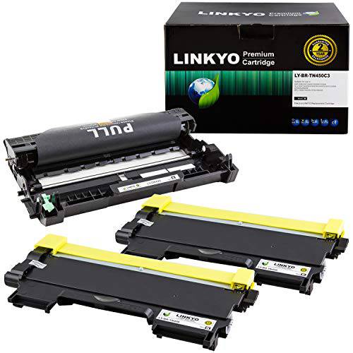 LINKYO  호환가능한 토너,잉크토너 카트리지 and 드럼 유닛 세트 교체용 Brother TN450 TN-450 DR420 DR-420 (2 토너,잉크토너 카트리지, 1 드럼 유닛)