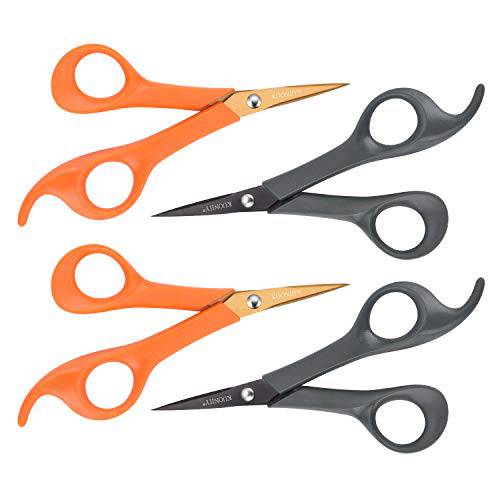 KUONIIY Micro-Tip Scissors，6 인치 날카로운 Comfort-Grip 손잡이 샤프 티타늄 날,칼날, 4-Pack
