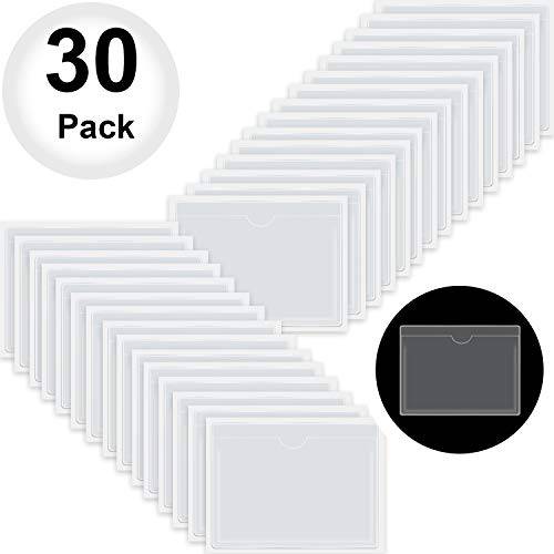 Self-Adhesive 명함카드, 비즈니스 카드 포켓 탑 오픈 Loading, 카드 홀더 정리 and Protecting Your 카드 or 포토, 크리스탈 클리어 플라스틱 (3.6 x 4.8 인치, 30 팩)