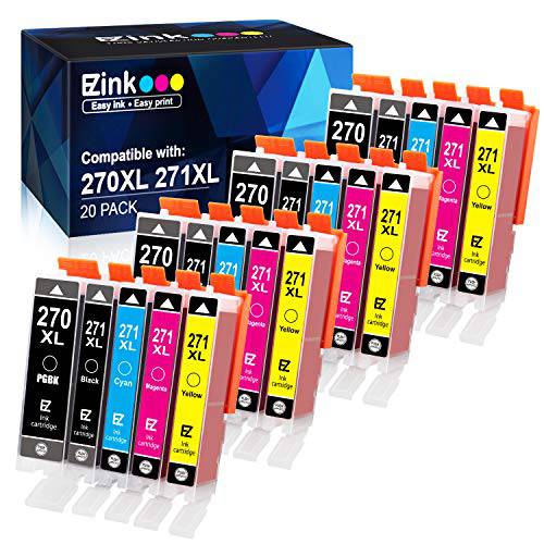 E-Z Ink TM 호환가능한 잉크카트리지, 프린트잉크 교체용 캐논 PGI-270XL CLI-271XL PGI 270 XL CLI 271 XL to 사용 픽스마 TS6020 TS9020 4 라지 블랙 4 스몰 블랙 4 청록, 시안색 4 마젠타, 자홍색 4 옐로우 20 팩