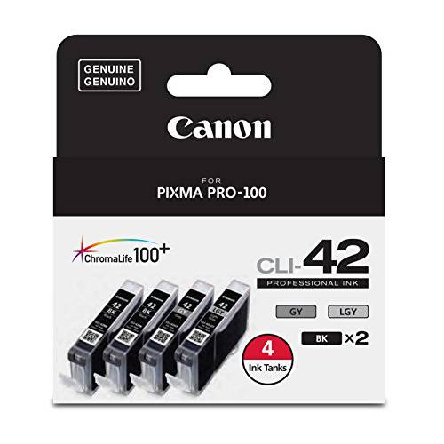 Canon CLI-42 ChromaLife 밸류 팩 (2 포토 블랙, 1 그레이& 1 라이트 그레이) Pixma Pro-100