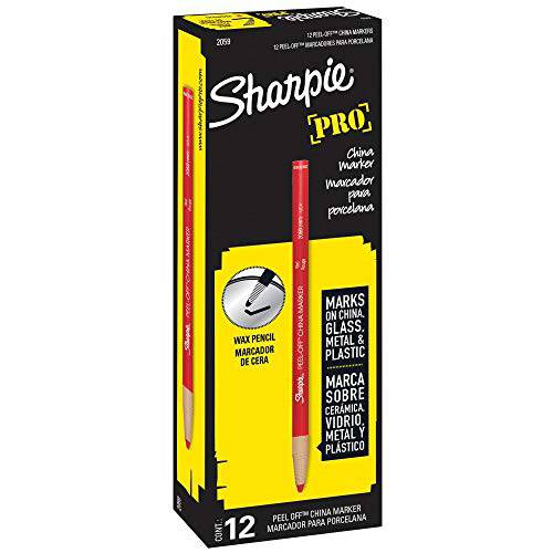 SHARPIE 2059 Peel-Off 벗겨쓰는 색연필, 차이나 마커, 레드 12-Pack