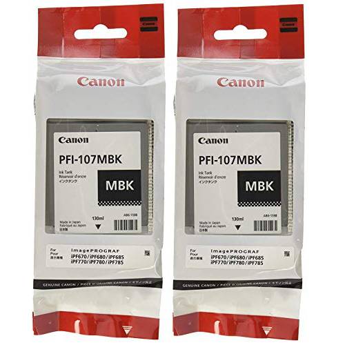 Canon PFI-107MBK 잉크카트리지, 프린트잉크 매트 블랙 - 2 팩 in 리테일 포장