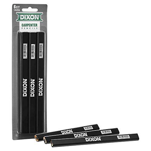 DIXON 산업용 목공 연필, 미디엄, 블랙 and 실버, 6-Pack, (14206)