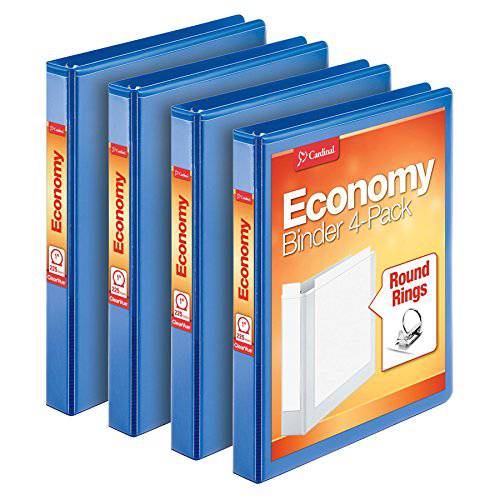 Cardinal Economy 3 링 바인더, 1 인치, Presentation 뷰, 블루, Holds 225 시트, Nonstick, PVC 프리, 4 팩 of 바인더 (79511)