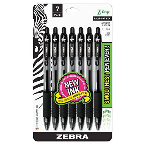 Zebra 펜 Z-Grip 계폐식 볼펜 미디엄,중간 Point 1.0mm 블랙 잉크 - 7 개