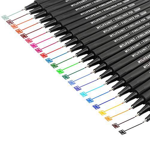 MyLifeUNIT Fineliner 펜,  파인포인트팁, 가는 심, 가는 촉 컬러 펜 드로잉 일기,저널 and Note-Taking, 플래너, 다이어리 펜 22 다양한 컬러