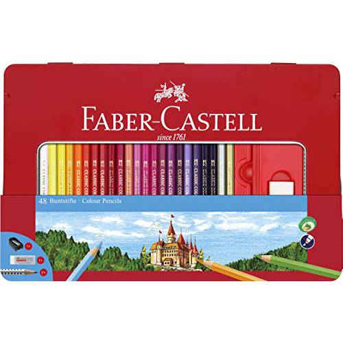Faber-Castell  클래식 색연필 Tin 세트, 48 다양한,생생한 컬러 in 견고한 메탈 케이스