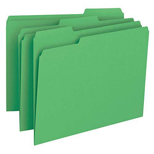 Smead 화일,파일 Folder, 1/3-Cut 탭, 레터 사이즈, Green, 상자 당 100개 (12143)