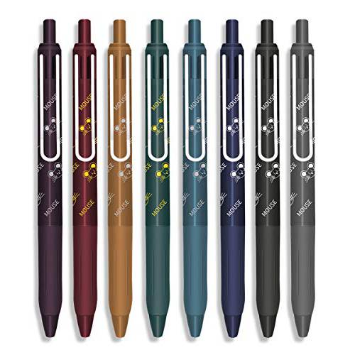 COLNK  컬러 젤펜, 잉크펜 레트로 잉크 개폐식, 프리미엄 빈티지 펜 컬러링, 부드러운 파인,가는 플래너, 다이어리 필기 펜 0.5mm, 다양한 컬러, 팩 of 8pcs