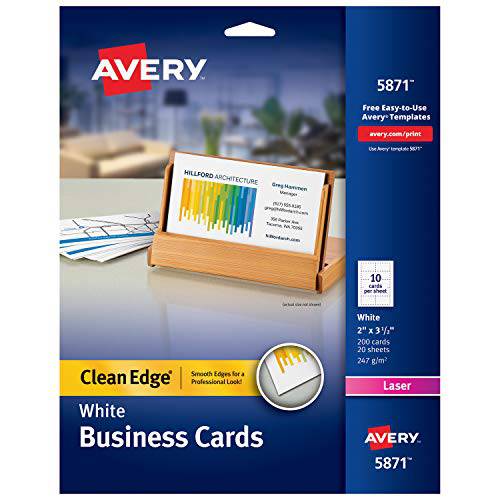AVERY 인쇄가능 명함 레이저 프린터 200 카드 2 X 3.5 클린 엣지 5871