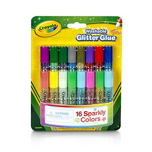 Crayola  세척가능 글리터, 빤짝이 글루,접착제, Arts and 공예 도구, 16 글리터, 빤짝이 컬러
