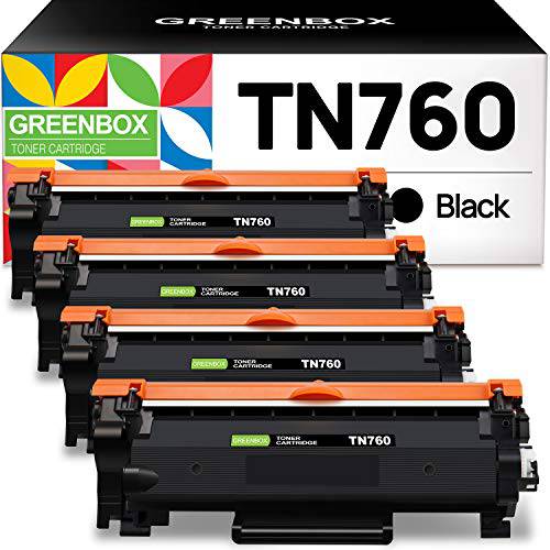 GREENBOX  호환가능한 토너,잉크토너 카트리지 교체용 Brother TN760 TN-760 TN730 TN-730 Brother HL-L2350DW DCP-L2550DW HL-L2395DW Hl-L2390DW HL-L2370DW 프린터 (4 블랙)