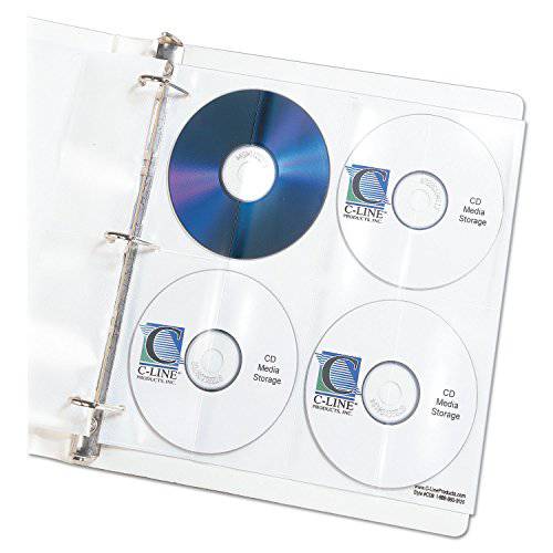C-Line  디럭스 CD 링 바인더 스토리지 페이지 스탠다드 3-Ring 바인더, 보관 8 CDs, 11.3 x 10.4 인치, 5 페이지 per 팩 (61948)