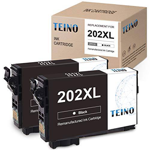 TEINO  재충전, 재생산 잉크 카트리지 교체용 Epson 202XL T202XL 202 T202 사용 Epson Workforce WF-2860 Expression 홈 XP-5100 (블랙, 2-Pack)