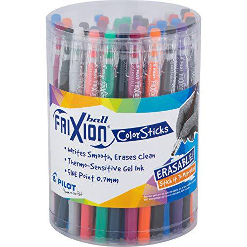 PILOT FriXion ColorSticks 지워지는 젤 잉크 스틱 펜,  파인포인트팁, 가는 심, 가는 촉, 다양한 컬러 잉크, Tub of 36 (5805)