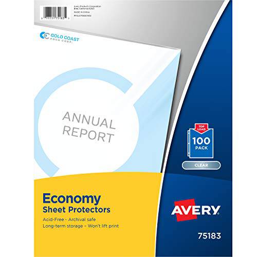 Avery Economy 클리어 클리어화일속지, 속지, 시트 프로텍터, 파일 속지, Acid 프리, 백 of 100 (75183)