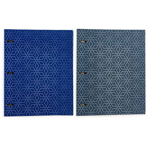 Amazon Basics ¾ 인치 3-Ring 바인더 Holds 100 Loose-Leaf 용지,종이 시트 10.5” X 8” or 11” X 8.5”, Starlike 디자인 in 코발트 블루 and 스틸 블루 컬러 2-Pack