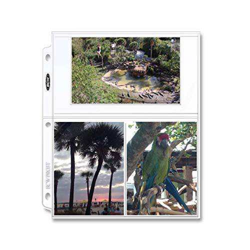 BCW  프로 3-Pocket 페이지 50 (Fifty 페이지) (4 X 6 카드, 엽서 or 포토), 클리어