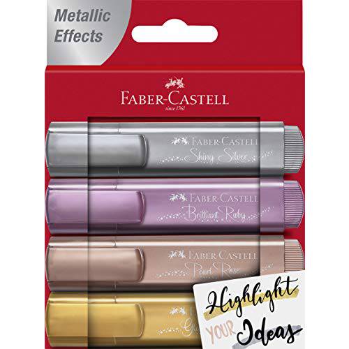 Faber-Castell  메탈릭, 메탈 형광펜 - 4 글리터, 빤짝이 형광펜,하이라이터 펜 일기,저널 and 노트 필기, Study 도구