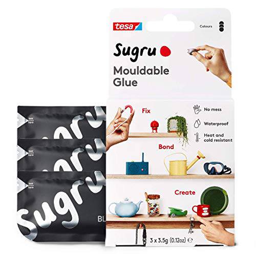 Sugru I000945 모양변형가능한 Multi-Purpose 글루,접착제 Creative 고정 and 제작, 블랙, 3 피스