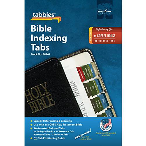 Tabbies Reflections of You 시리즈 성경 인덱싱 탭, Old& New Testaments, 90 탭 - 66 북, 11 Ref, 6 Per, 7 Write-on, 커피 집 팔레트 (58361)